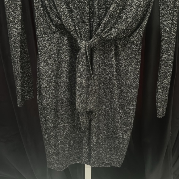 Express size, small black and gray mini dress with a tie front long sleeve - Picture 4 of 5